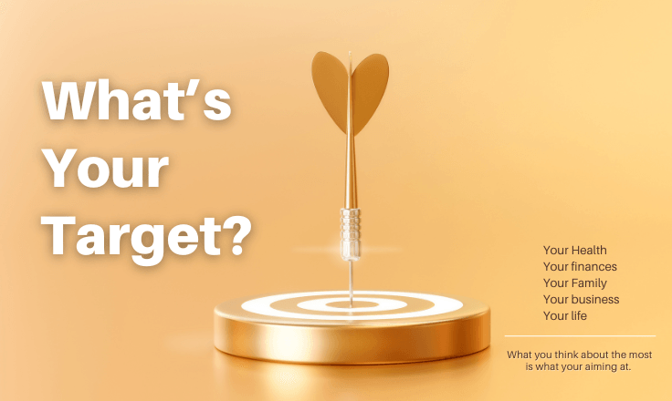 Arrow in the bullseye of a target in a gold background with a gold arrow.